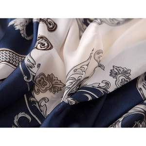 Écharpe longue et légère en satin de soie YMXHHB, style vintage, en soie de mûrier, foulards de mode, motifs géométriques et dessins animés, conçus par des designers - Product Image 1