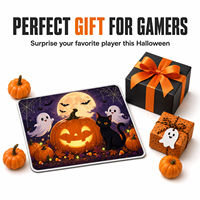Hadiah Mouse Pad 240X200Mm Tebal 2Mm Halloween Gaming Lucu Labu Hantu Cetak Anime Alas Kain Anti Selip Alas Busa PU Seram