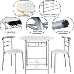 Modern minimalist <b>white</b> three-piece bar counter and dining <b>table</b> and chair set, suitable for <b>small</b> apartments, double breakfast - Product Image 4