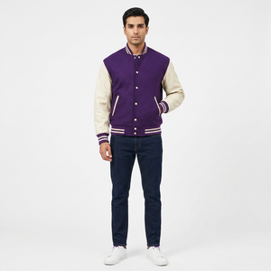 Chaqueta Varsity de Diseño Clásico para Hombre, Estilo Casual con Bloques de Color y Botones, para Primavera, Otoño, Escuela y Béisbol - Product Image 1