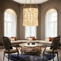 Tapisseries murales en macramé tressées à la main avec des anneaux dorés, abat-jour de lustre, décorations pour une maison chaleureuse