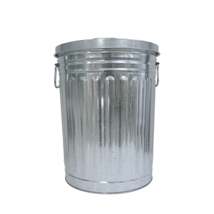 High Quality Garden Outdoor Indoor Usage Waste Bin Metal Trash Cans Galvanized With Lid