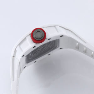 Montre de sport luxueuse avec cadran en céramique résistante blanche et bracelet en caoutchouc naturel, idéale pour la natation, la gym et la photographie - Product Image 3