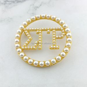 Handmade Hy Lạp sorority đơn giản đầy đủ màu trắng ngọc trai thư vòng hình dạng Trâm chị món quà đồ trang sức pins - Product Image 5