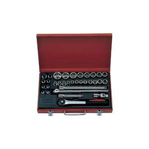 USAG - U06142010 Assortiment dans un coffret en tôle d'acier avec douilles hexagonales de 1/2 ''(33 pièces) ENSEMBLES DE CLIQUET ET DE DOUILLES - Product Image 1