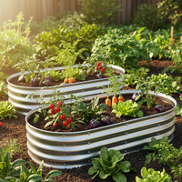 GADI Bac à légumes surélevé en métal moderne avec trous de drainage, 2 ensembles de bacs galvanisés pour légumes, fleurs, herbes et succulentes