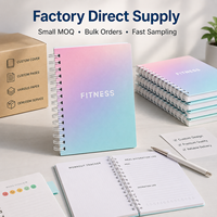 Carnet de fitness personnalisé à spirale, couverture dégradée rose, bleu, menthe, suivi d'entraînement, repas, hydratation, humeur, OEM ODM en gros