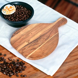 เขียงไม้อะคาเซียทรงกลมเขียงสำหรับหั่นผักและผลไม้อาหารที่บ้าน - Product Image 3