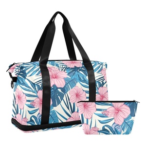 Sac de voyage pliable grande capacité pour le sport, avec séparation sec/humide, motif floral, idéal pour la douane – Vente en gros - Product Image 1