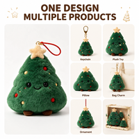 Fabricant de peluches personnalisées CE ASTM à faible MOQ, poupées sur mesure avec jouets en peluche doux, coussins et porte-clés en forme de sapin de Noël