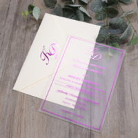 Carte d'invitation de mariage en acrylique transparent de forme personnalisée cartes d'anniversaire cartes de Menu avec estampage à chaud sur le bord de l'enveloppe