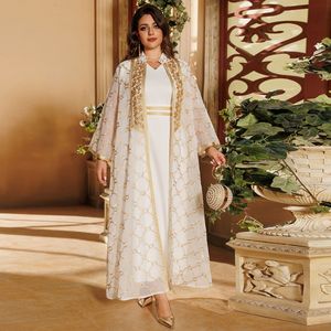 Ab416 <span class=keywords><strong>Djellaba</strong></span> Vêtements pour femmes Dubaï Cardigan brodé musulman Gilet Costume Jupe - Product Image 3
