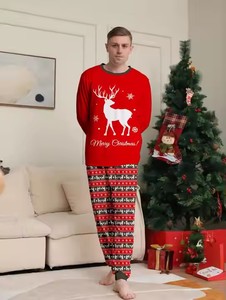 Nova Rena de Inverno Imprimir Pijama Manga Longa Homewear Respirável Família Pai-Filho Outfit Família Combinando Pijamas Pjs Conjuntos - Product Image 2