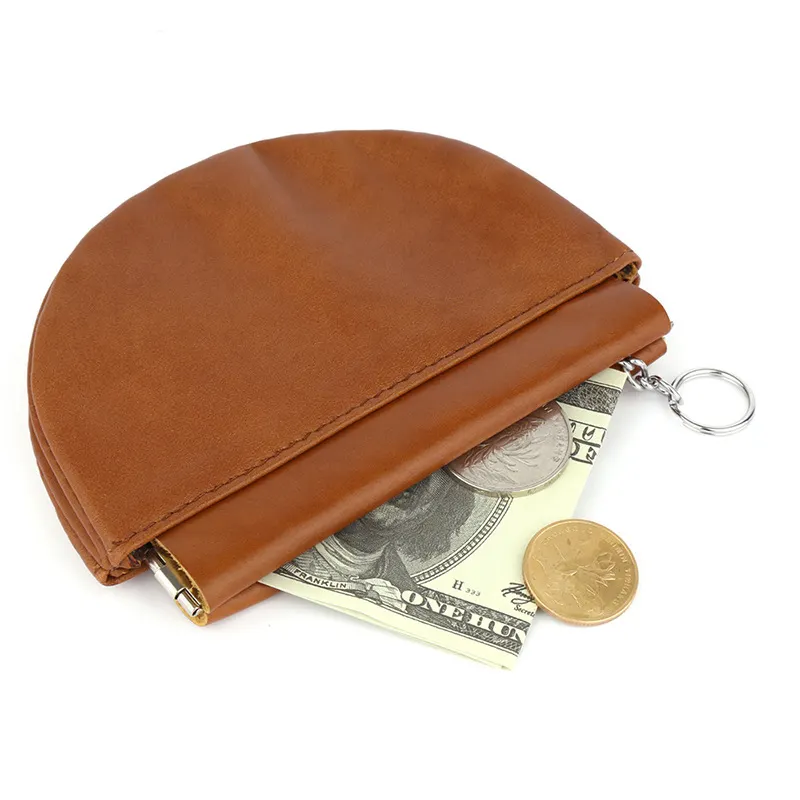 Mini Purse Key Holder Cash Credit Card Holder Small Cute Genuine Leather Wallet Short Coin Purse With Key Chain For Female