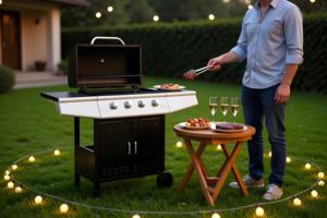 Barbecue à gaz 4 brûleurs avec chariot et structure en acier - Product Image 2