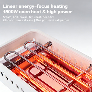 Grill <span class=keywords><strong>électrique</strong></span> et machine à fondue trois-en-un multi-puissance 1500W avec commande intégrée par bouton pour usage domestique - Product Image 4