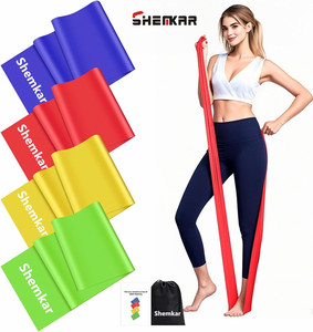 Bandes de résistance longues pour exercices de yoga en latex avec 4 niveaux de résistance différents pour femmes et hommes - Product Image 1