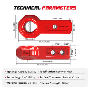 Ambull Factory Wholesale Maximum Tension 40tons High Strength 2'' Aluminum Alloy Recovery Hitch with Soft Shackle - Product Image 2
