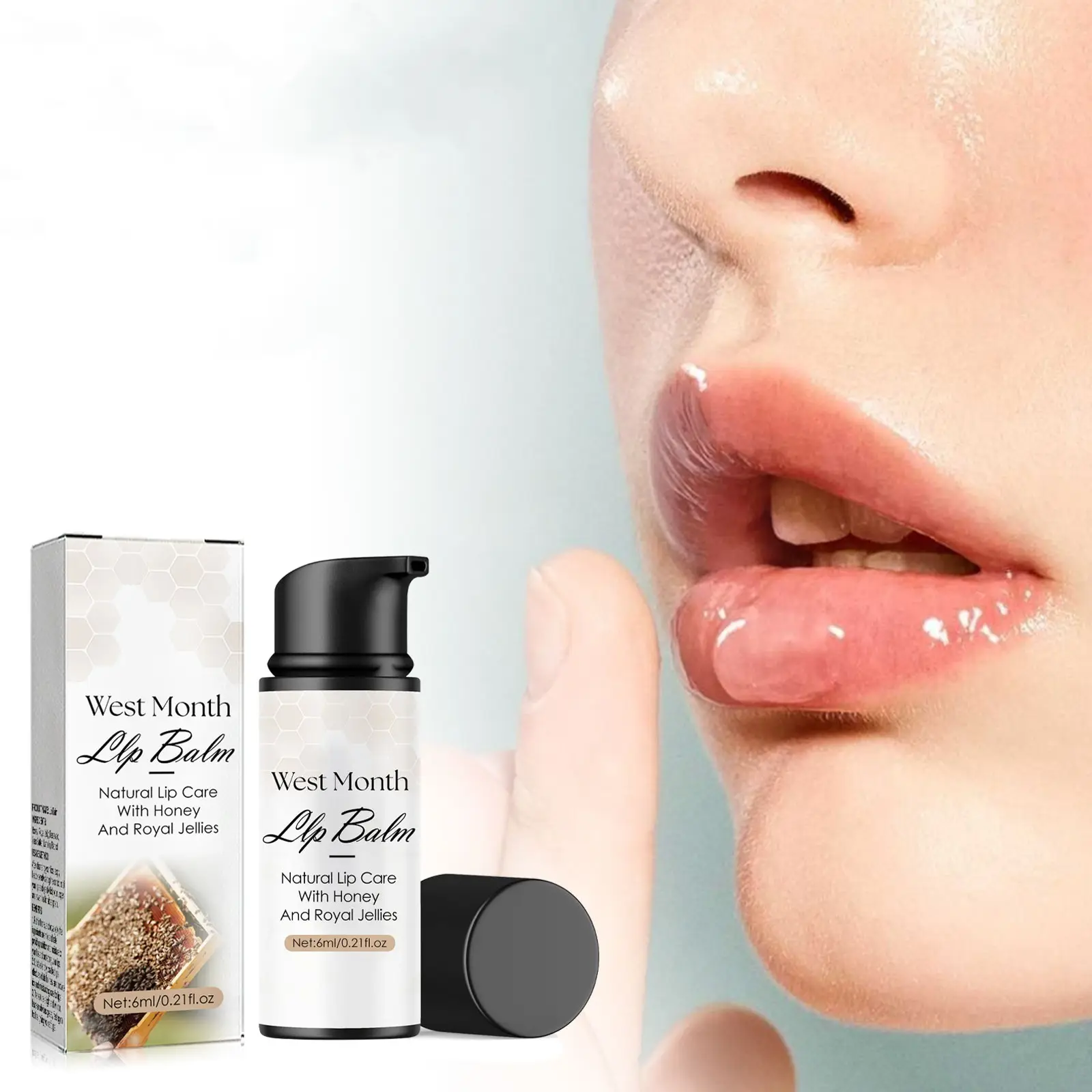 Großhandel Lippen pflege 6ml Lippen balsam in einem Pumpsp ender, der natürlich mit Honig und Gelée Royale für winter trockene Lippen befeuchtet