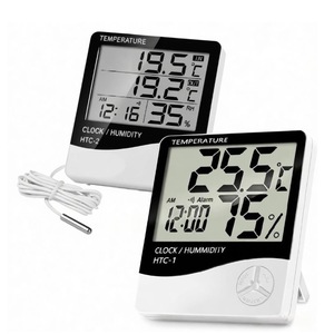 HTC1 grande schermo digitale Indoor Max / Min temperatura ambiente termometro e igrometro con HTC-1 di visualizzazione del tempo - Product Image 1