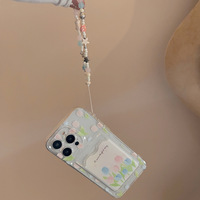 Étui de téléphone portable avec chaîne et motif floral printanier pour iPhone 16 14 13 18 Pro Max, coque arrière transparente