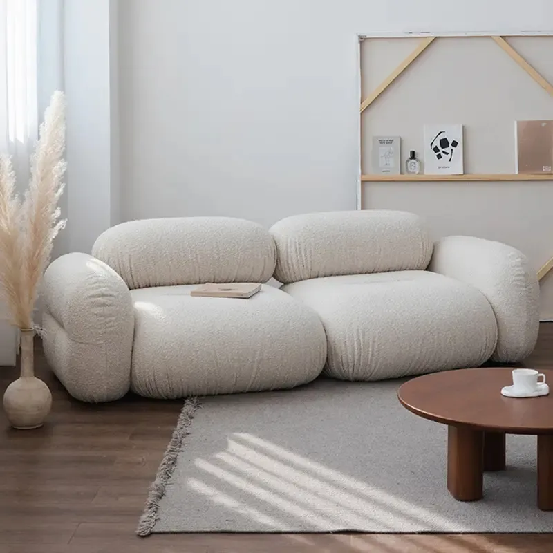 Canapé de salon Creative Pea White Sofa Boucle Fabric Leisure Love seat