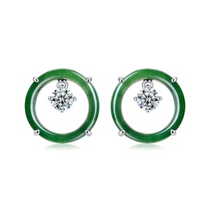 Boucles d'oreilles pendantes en argent sterling S925 avec agate mousse et zircon cubique 5A pour femmes - Product Image 1