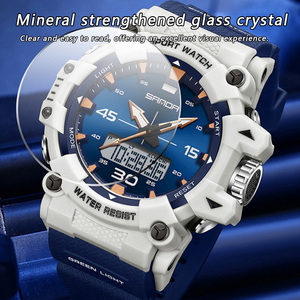 SANDA 6291 Montre de sport multifonctionnelle tendance à double affichage, montre-bracelet électronique lumineuse et étanche - Product Image 3