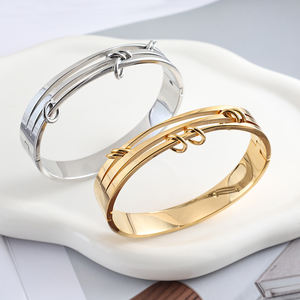 Nueva moda de acero inoxidable PVD 18K plateado círculo encanto brazalete antiestrés <span class=keywords><strong>pulsera</strong></span> para mujer - Product Image 4