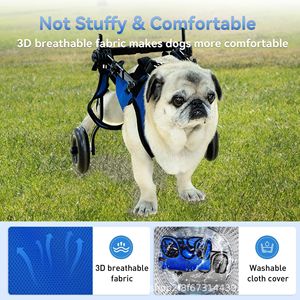 Silla de ruedas para perros Emmason, azul, ajustable, ayuda de movilidad para perros pequeños con soporte de correa para el pecho - Product Image 3