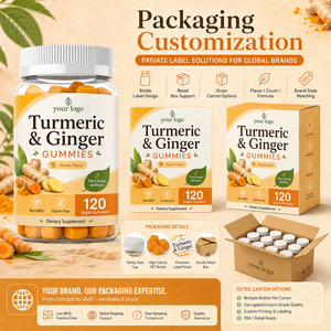 Vente en gros certifiée GMPC, véganes, 120 unités, formule naturelle pure à base de plantes, soutien sain du métabolisme, gommes au curcuma et au gingembre - Product Image 5