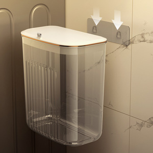 Wall Mounted Trash Can With Lid Rectangular Plastic Household Indoor Use For <b>Bathroom</b> Bedroom Dirty Clothes Storage <b>Basket</b> - Product Image 2