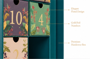 Custom Floral Print Countdown Advent <b>Calendar</b> Box with Drawers Rigid Cardboard Teal Christmas Mystery Packaging for Beauty - Product Image 4