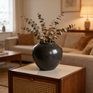 Jarrón Redondo Retro de Lujo para Arreglos Florales, Decoración para Sala de Estar y Comedor, Adorno <span class=keywords><strong>Wabi</strong></span> Negro - Product Image 2