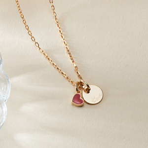 Gioielli Personalizzati Nuove Tendenze San Valentino Collana con Cuore Rosso / Disco Incisione Nome Placcata Oro di Lusso Regali per Donna - Product Image 4