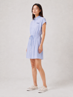 Robe longue décontractée d'été pour femme 100 % coton, coupe trapèze, respirante, taille naturelle, à lacets, manches courtes, unie, tissée, pour le quotidien