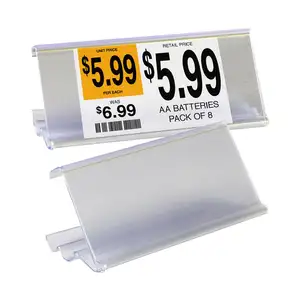 Retail Plastic Plank Label Houder Drie Groeven Planken Rand Ticket Strips Transparante Draadrekken Kaartbord Clip