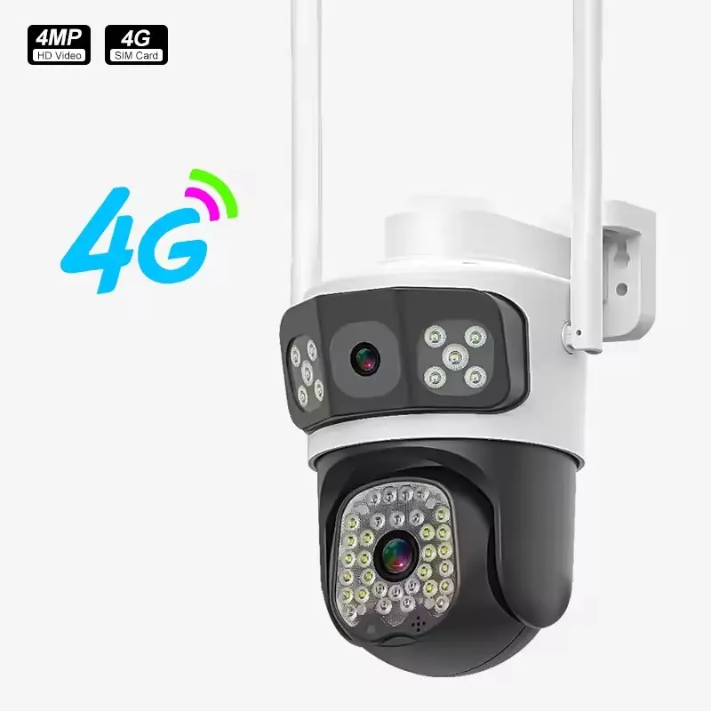 V380 Ip66 4G/Wifi/Zonne-Energie Camera Drie Schermen Dual Lens 4mp Camera Smart Home Ptz Ip Camera 'S