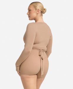 Set Yoga Taglie Forti da <span class=keywords><strong>Donna</strong></span> Personalizzati con <span class=keywords><strong>Top</strong></span> Incrociato da Danza a Maniche Lunghe Aperto sul Davanti e Camicetta da Pilates per Palestra e <span class=keywords><strong>Fitness</strong></span> - Product Image 6