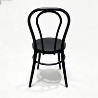 Chaise d'événement à cadre métallique noir mat, style Thonet incurvé, dossier en anneau, base en anneau, mobilier de fête