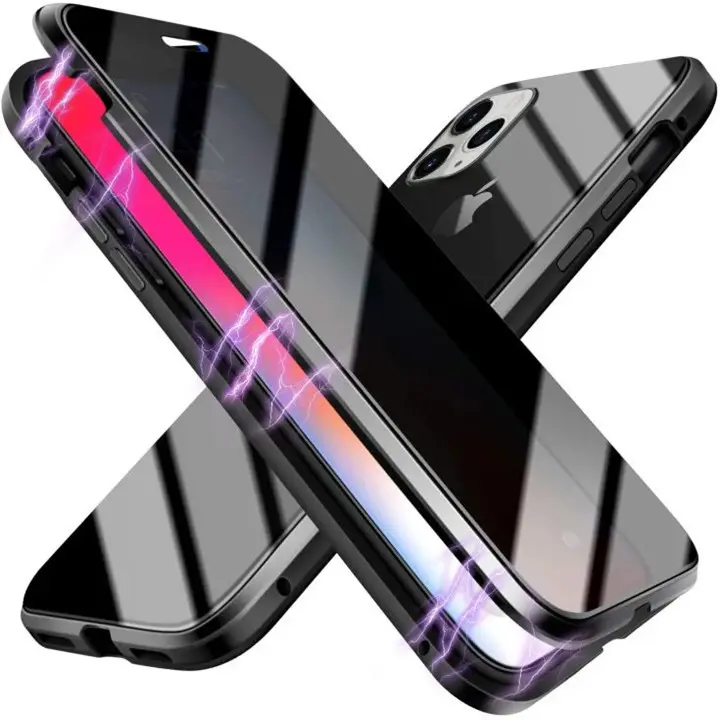 360 Volledige Bescherming Anti Spy Privacy Peep Magnetische Telefoon Case Bulk Gehard Glas Mobiele Backcover Voor Iphone 15 14 13 12 Pro Max