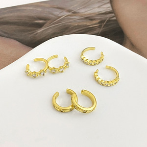 18K Gold Plated Assorted CZ <b>Ear</b> <b>Cuffs</b> No Piercing Required Multi Style Clip On <b>Ear</b> <b>Cuff</b> Set for Women Fashion Jewelry Wholesale - Product Image 2