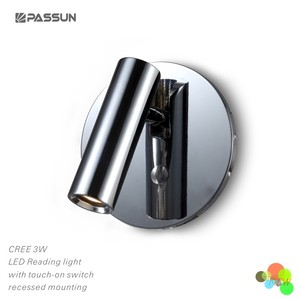 Lampes <span class=keywords><strong>de</strong></span> chevet modernes à LED encastrées au mur, en aluminium noir peint, avec têtes rotatives à 350 degrés - Product Image 4