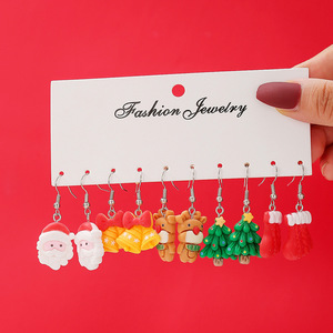 Boucles d'oreilles pendantes en résine de Noël, motif dessin animé, Père Noël, Bonhomme de neige, Renne, Bijoux cadeau de fête - Product Image 4