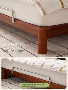 Liquidación de Almacén, Precio Bajo, Cama de Madera Maciza con Estructura de Madera de Boj, S-C-038, Cama de Madera Maciza con Estructura de Madera de Boj, Cuero Nappa Ecológico - Product Image 2