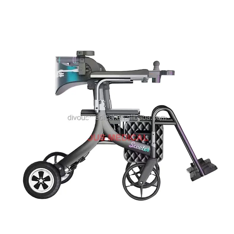 Peralatan rehabilitasi elektrik kursi roda lipat ringan, kursi roda mobilitas luar ruangan cacat perjalanan