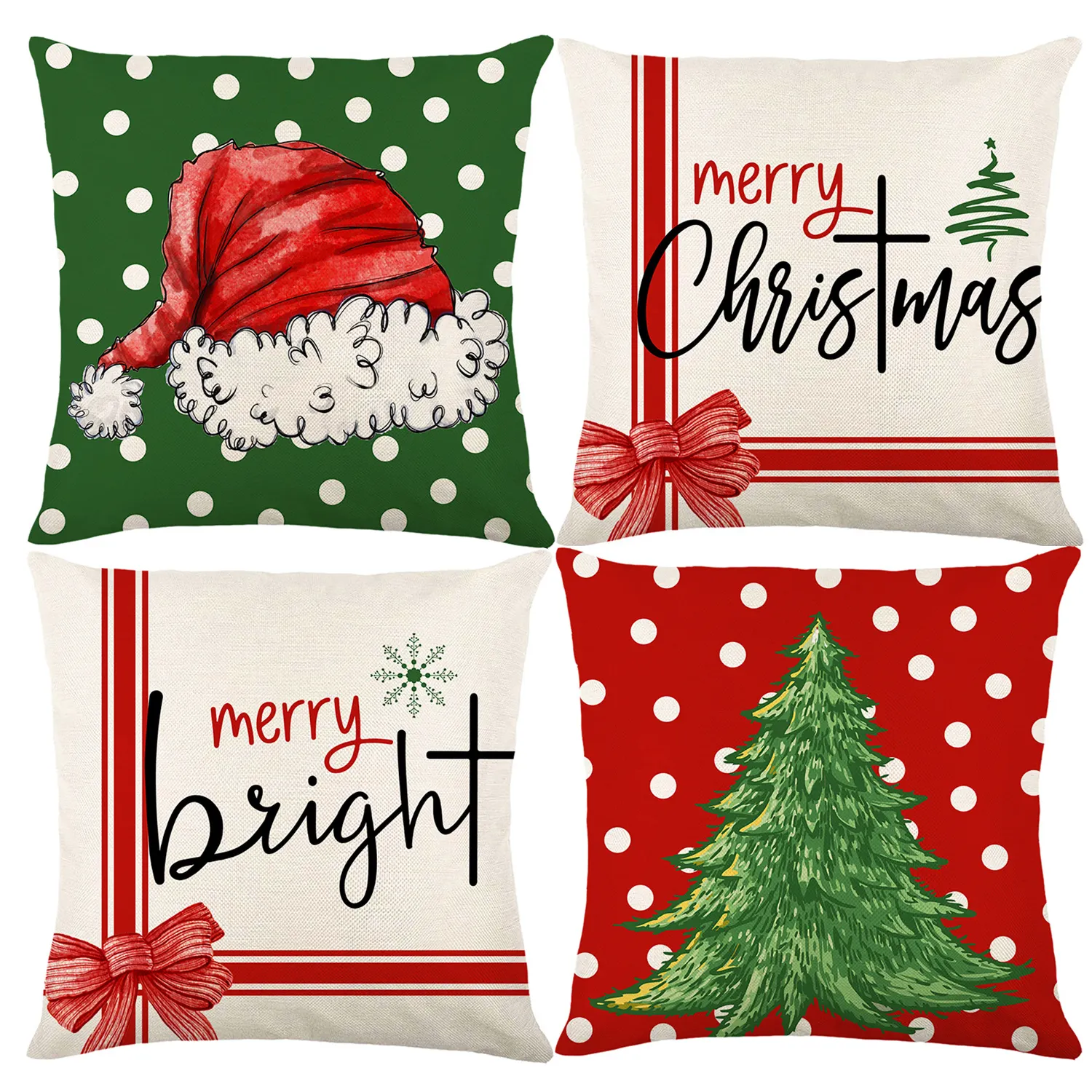 In Stock Christmas Decorations Throw Pillow Covers 18X18 inch Winter Holiday Cotton Linen Throw Christmas Pillow Cover