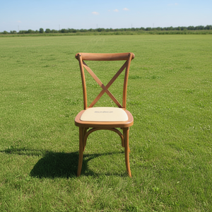 Chaise à dossier croisé en PP imitation bois avec assise style rotin, empilable, pour restaurant, mariage, événement, solution de sièges pour salle à manger - Product Image 4