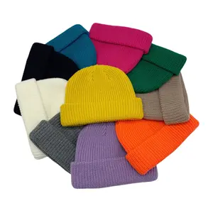 Berretti lavorati a maglia caldi delle donne molli unisex in bianco su ordinazione del cappello di inverno solido solido 2022