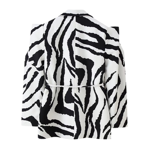 PB&ZA <span class=keywords><strong>Blazer</strong></span> con Cinturón y Estampado de <span class=keywords><strong>Cebra</strong></span> para Mujer, Moda 2026, Estilo Vintage, Manga Larga, Casual, Prenda Exterior Chic - Product Image 2